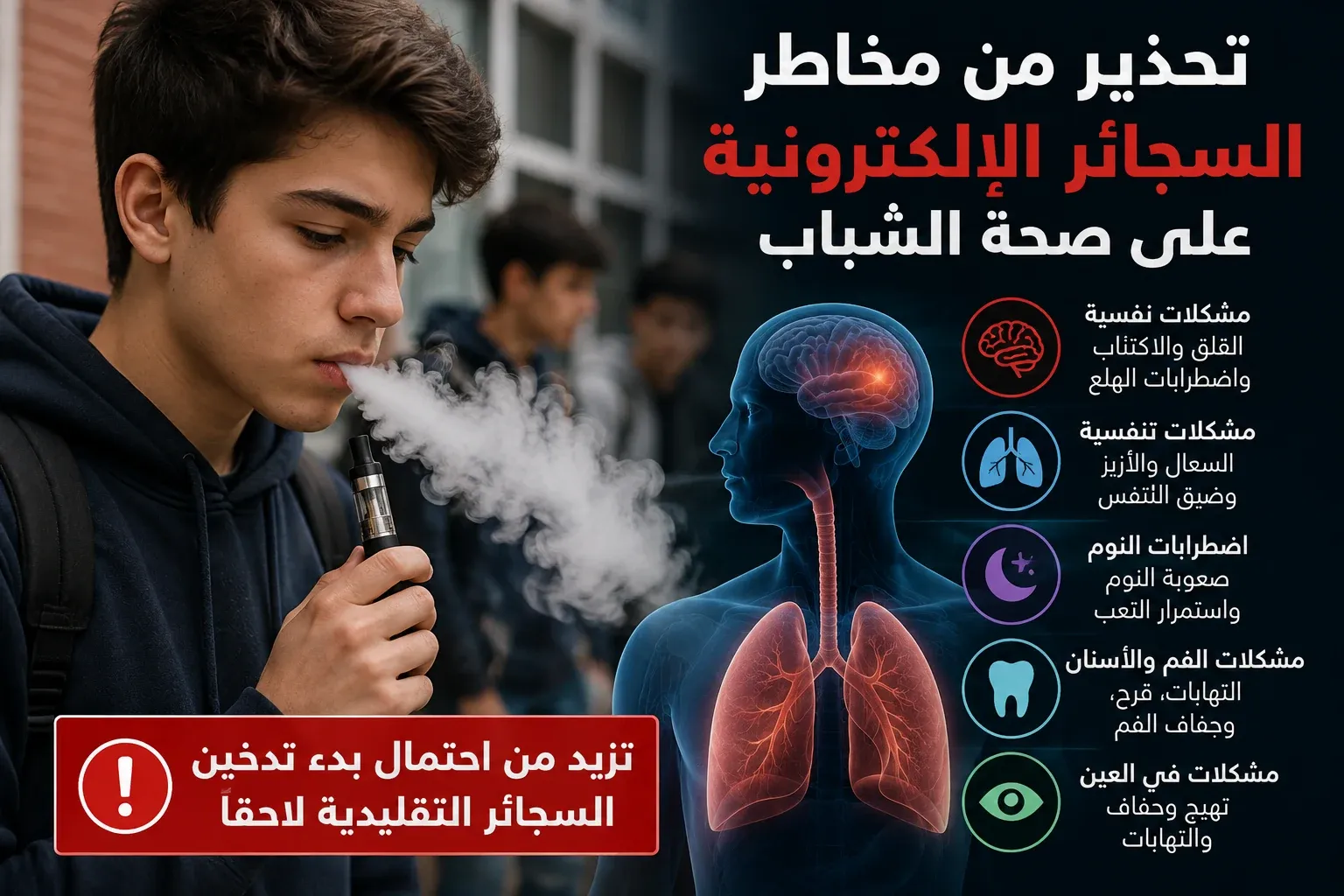 السجائر الإلكترونية ترتبط بمشاكل التنفس والصحة النفسية للشباب - صورة مميزة صورة مميزة: السجائر الإلكترونية ترتبط بمشاكل التنفس والصحة النفسية للشباب